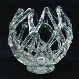 Large Art Blown Glass Candle Centerpiece Net Bowl alternative image
