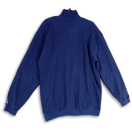 Mens Blue Mock Neck 1/4 Zip Long Sleeve Pockets Pullover Sweatshirt Size XL alternative image