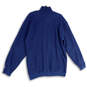 Mens Blue Mock Neck 1/4 Zip Long Sleeve Pockets Pullover Sweatshirt Size XL image number 2