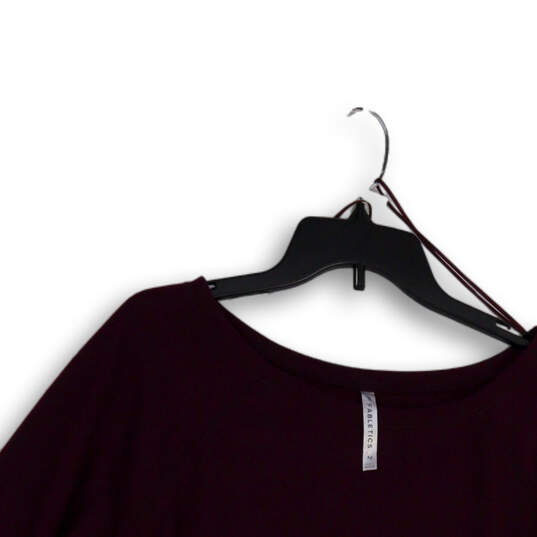 Womens Purple Round Neck Long Sleeve Side Slit Blouse Top Size Medium image number 3
