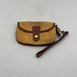 Dooney & Bourke Womens Yellow Brown Monogram Wristlet Wallet