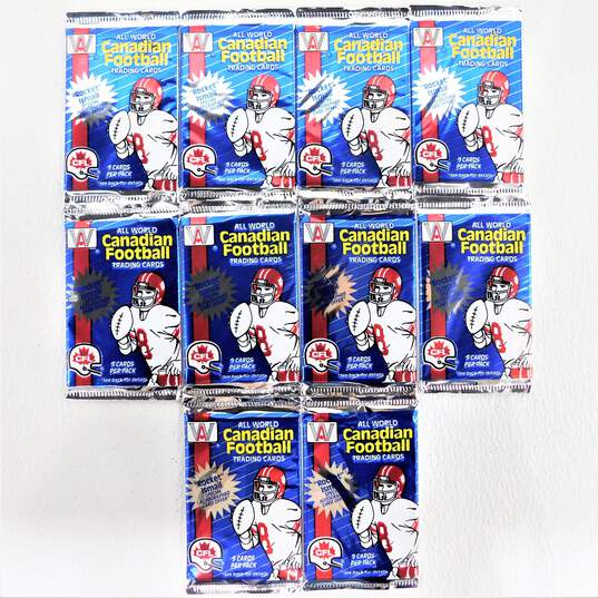 10 Factory Sealed 1991 All World CFL Football Cards Packs image number 2