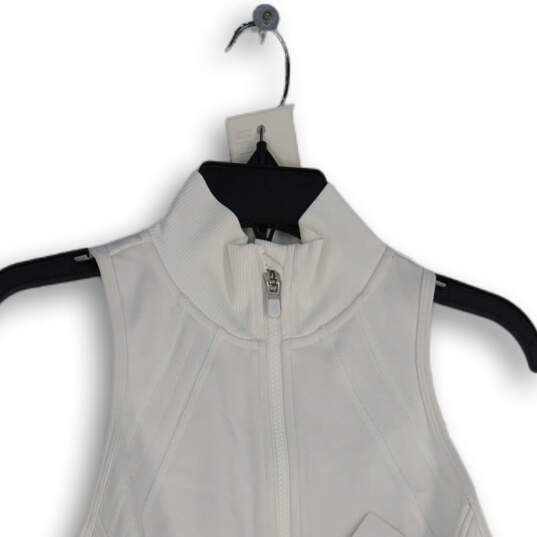NWT Womens White Sleeveless Mock Neck Full-Zip Activewear Vest Size Small image number 3