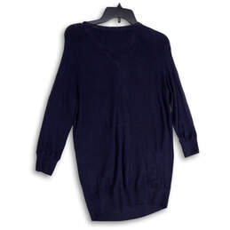 Nwt Womens Blue Knitted Long Sleeve Button Front Cardigan Sweater Size M alternative image