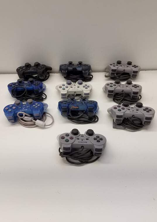 Lot of 10 Sony PSOne/PS2 Analog Controllers for Parts/Repair image number 3