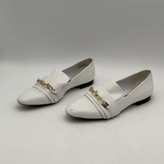 Womens Nikki White Patent Leather Almond Toe Slip-On Loafers Shoes Sz 10 M image number 4