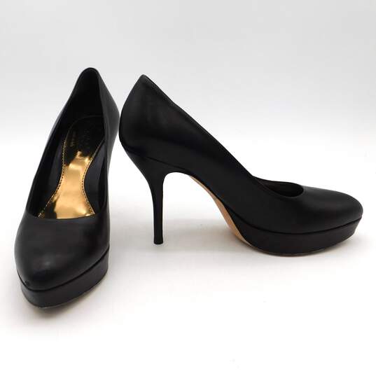 Buy the Gucci Sofia Black Leather Platform Heel Pumps | GoodwillFinds