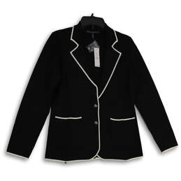 NWT Womens Black White Long Sleeve Single Breasted Two Button Blazer Size M