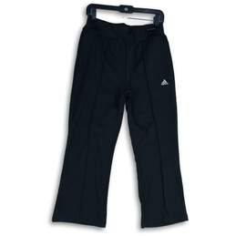 NWT Adidas Womens Black Drawstring Flat Front Flared Leg Sweatpants Size S