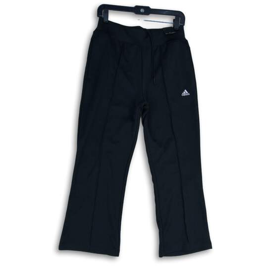 NWT Adidas Womens Black Drawstring Flat Front Flared Leg Sweatpants Size S image number 1