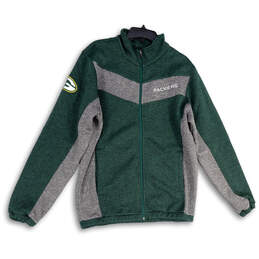 NWT Mens Green Mock Neck Green Bay Packers Full-Zip Sweater Size Medium