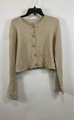 Reformation Womens Beige Cotton Long Sleeve Button Front Cardigan Sweater Size M