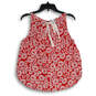 Womens Red White Printed Halter Neck Sleeveless Blouse Top Size XS image number 1