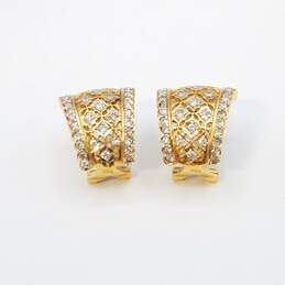 18K Gold Diamond Omega Back Earrings 7.9g
