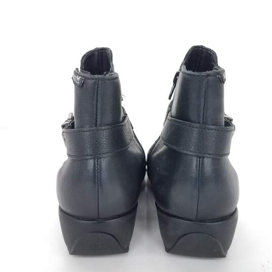 Mephisto 'Stefania' Wedge Bootie Black Leather Buckle Boots Women Size 7 image number 3