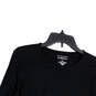 Womens Black Round Neck Long Sleeve Regular Fit Pullover T-Shirt Size Large image number 3