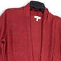 Womens Red Long Sleeve Open Front Knitted Cardigan Sweater Size Small image number 3