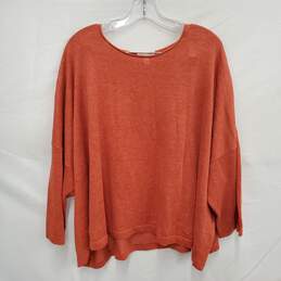 Eileen Fisher 100% Organic Linen Orange Long Sleeve Sweater XL alternative image