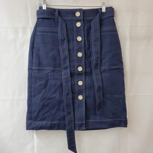 J. Crew Navy Blue Front Button Midi Skirt Women's 4 image number 1