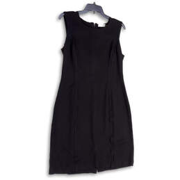 Womens Black Round Neck Sleeveless Back Zip Short Sheath Dress Size 10