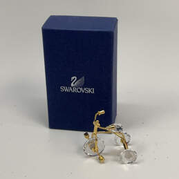 Designer Swarovski Gold-Tone Crystal Cut Stone Tricycle Figurine With Box