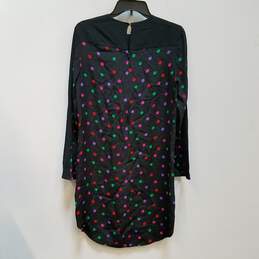 NWT Womens Black Polka Dot Mulberry Silk Long Sleeve Shift Dress Size M