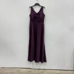 Nightway Womens Purple V-Neck Sleeveless Back-Zip Maxi Dress Size 14
