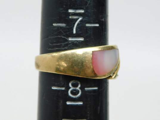 14K Yellow Gold Diamond Accent & Abalone Inlay Ring for Repair 6.2g image number 10