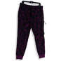 Womens Purple Black Camouflage Zip Pockets Tapered Leg Jogger Pants Size L image number 2