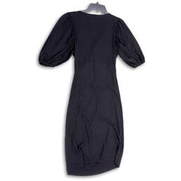 Womens Black V-Neck Balloon Sleeve Ruched Pullover Sheath Dress Size M alternative image