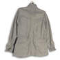 Womens Gray Pockets Long Sleeve Full-Zip Utility Jacket Size Medium image number 2
