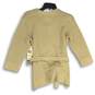 NWT Jones New York Womens Metallic Beige V-Neck Belted Pullover Sweater Size M image number 2