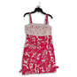 Womens Pink White Sleeveless Back Zip Lobster Coronado Shift Dress Size 6 image number 1