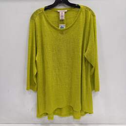 Philosophy Lime Green Knit Long Sleeve Blouse Women's Size XXL