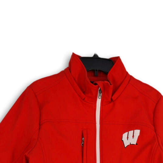 Mens Red University of Wisconsin Mock Neck Full-Zip Jacket Size Large image number 3