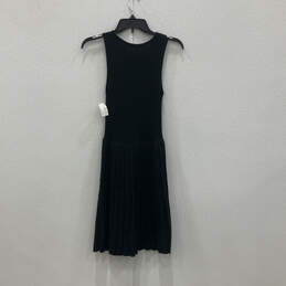 NWT Womens Black Pleated Ribbed Sleeveless Short Fit & Flare Dress Size S alternative image