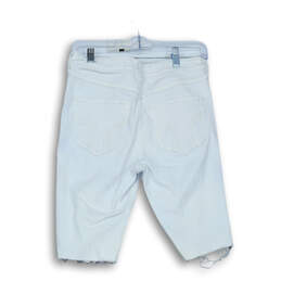 Womens White Stretch Distressed Denim Skinny Crop Bermuda Shorts Size 7 W28 alternative image