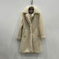 Womens Cream Fur Long Sleeve Front Collared Button Front Overcoat Size S image number 1