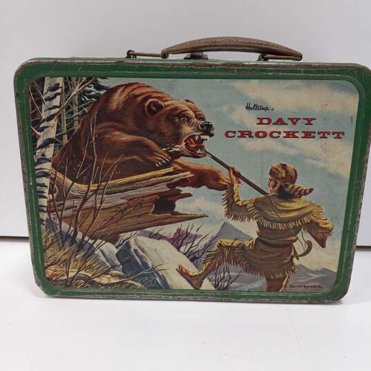 Vintage 1955 - Holtemp Davy Crockett Thermos Metal Lunchbox & Thermos w/ Lid image number 2