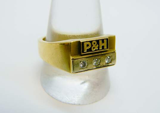 10K Yellow Gold 0.18 CTTW Diamond P & H Men's Ring 11.0g image number 3
