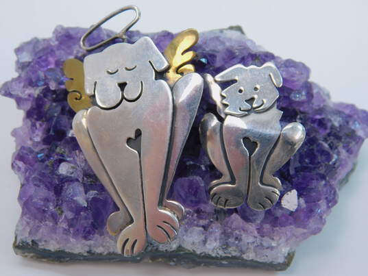 Far Fetched 925 & Brass Angel Dog & Puppy Kitschy Brooches Variety 11.9g image number 1