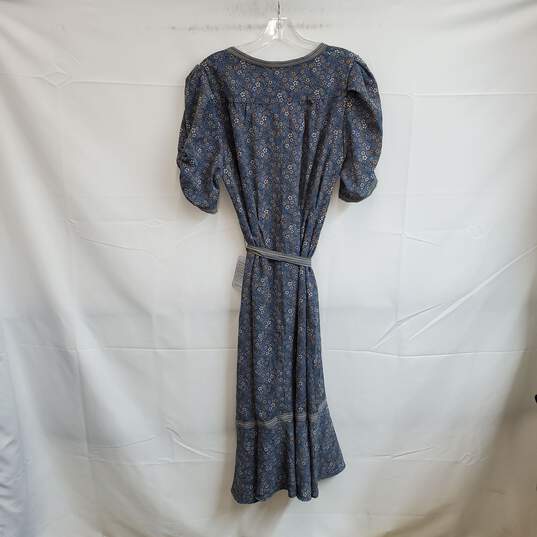 Max Studio Blue Floral Patterned Belted Dress WM Size L NWT image number 1