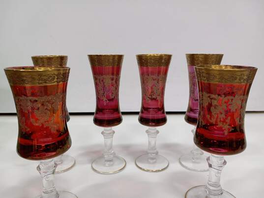 Griffe Montenapoleone Red and Gold Crystal Cups image number 4