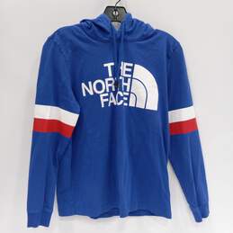 Women's Blue, Red & White The North Face Hoodie Pullover (Size S)