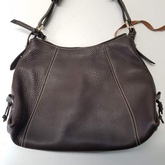 Dooney & Bourke Brown Pebbled Leather Shoulder Hobo Tote Bag image number 6
