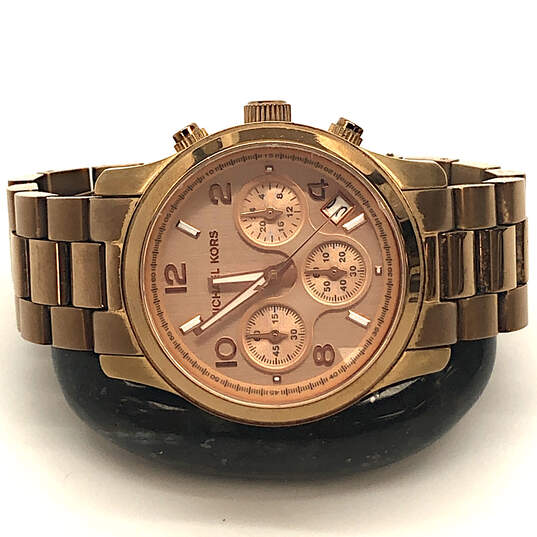 Designer Michael Kors MK-5128 Rose Gold-Tone 10 ATM Chronograph WristWatch image number 1
