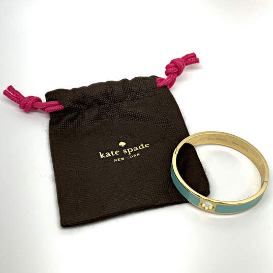 Designer Kate Spade Gold-Tone Blue Enamel Bangle Bracelet w/ Dust Bag image number 5