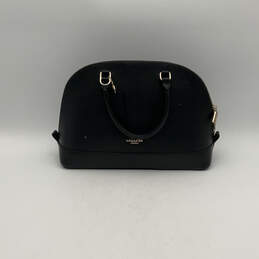 Womens Black Leather Bottom Stud Double Handle Zipper Shoulder Bag Purse
