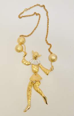 Vintage 1960s Polcini Two Tone Jester Juggler Articulated Necklace 67.4g