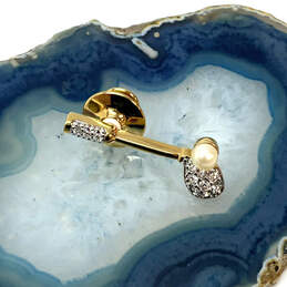 Designer Swarovski Gold-Tone Rhinestone Pearl Fashionable Brooch Pin